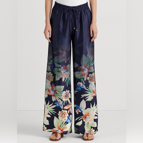 Lauren Ralph Lauren wide leg floral bottom drawstring pants size XL. - Picture 3 of 14